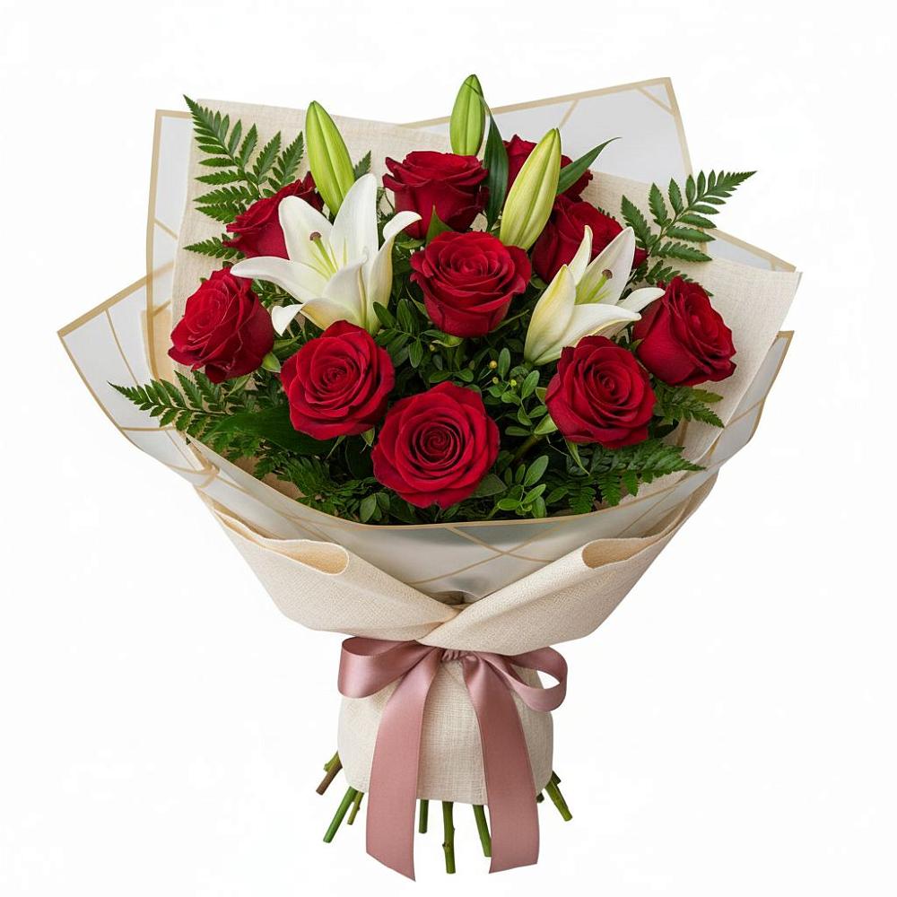 Букет цветов из: Лилии и Розы в Хотынец