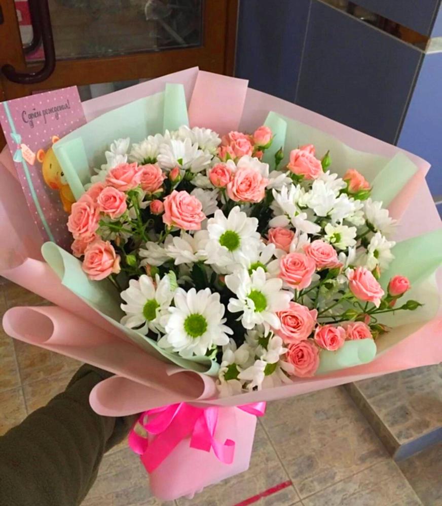 Букет цветов из: Розы и Хризантемы в Хотынец