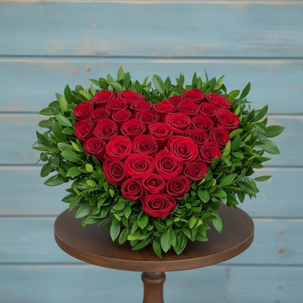 Цветочная композиция из Розы в виде сердца в Хотынец