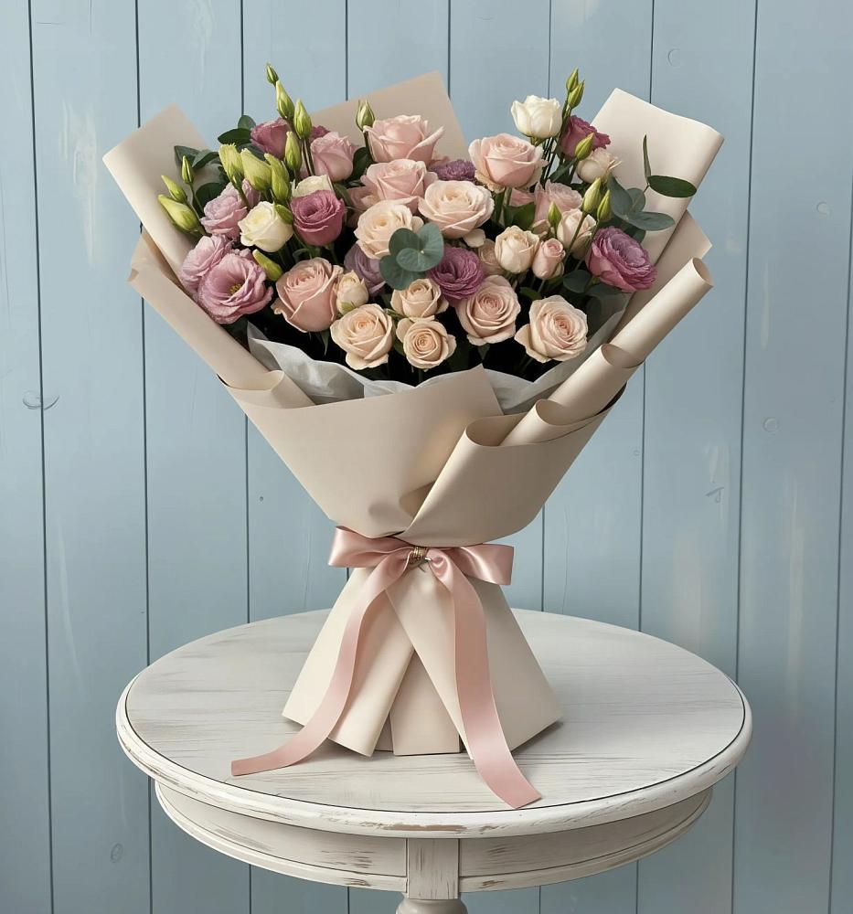 Букет цветов из: Розы и Лизиантусы в Хотынец