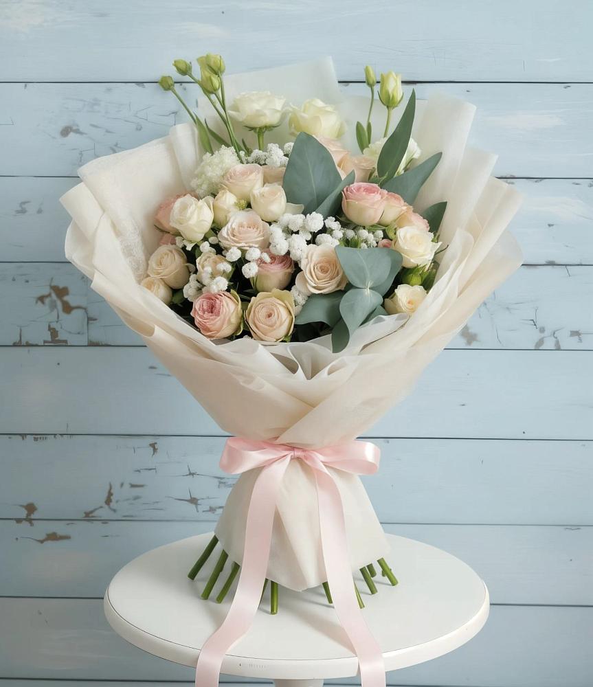 Букет цветов из: Розы и Лизиантусы в Хотынец