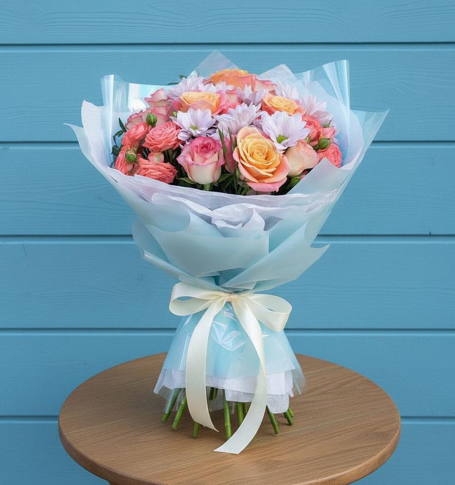 Букет цветов из: Хризантемы и Розы в Хотынец